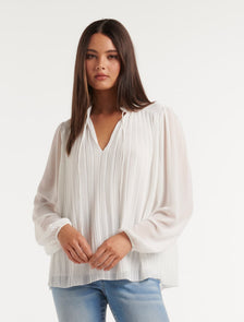 Tully Pleat Detail Blouse Porcelain