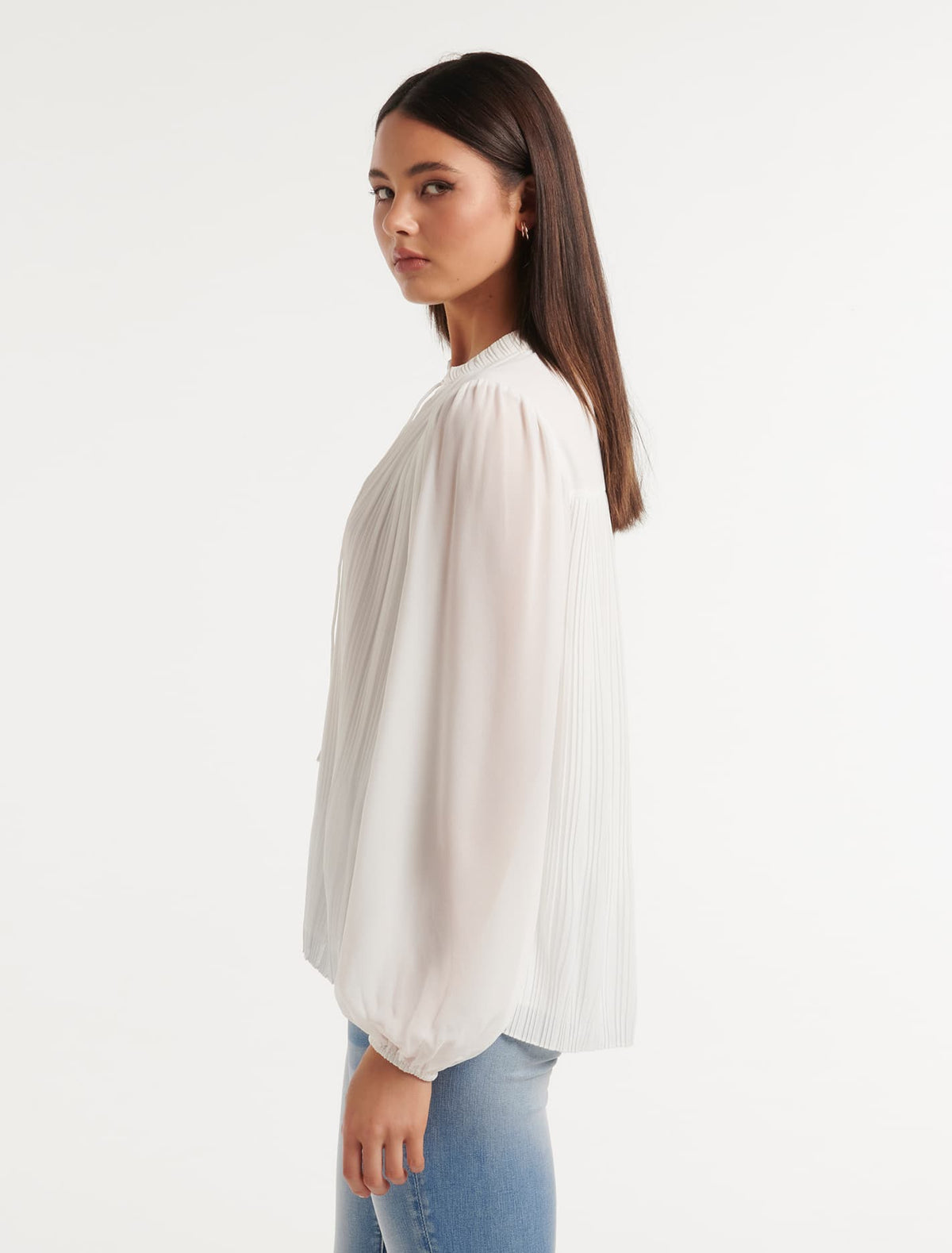 Tully Pleat Detail Blouse Porcelain