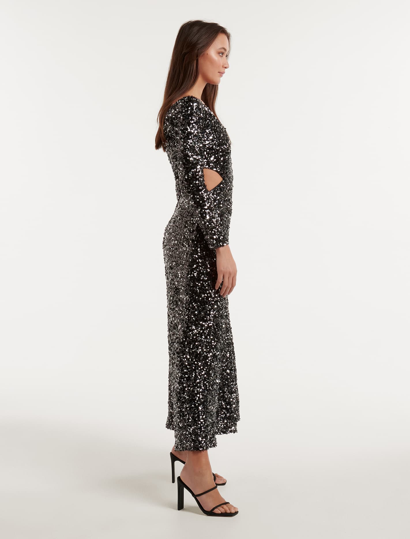 Farrah Sequin Cut Out Back Dress Black