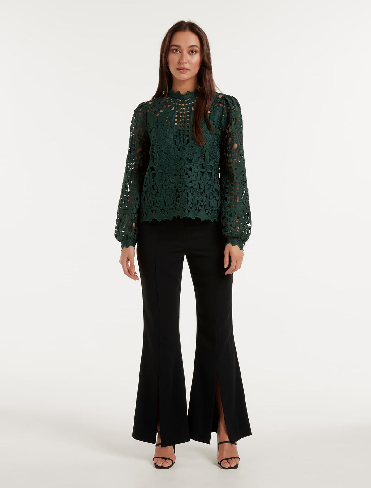 Sophie Lace Shell Blouse Deep Green