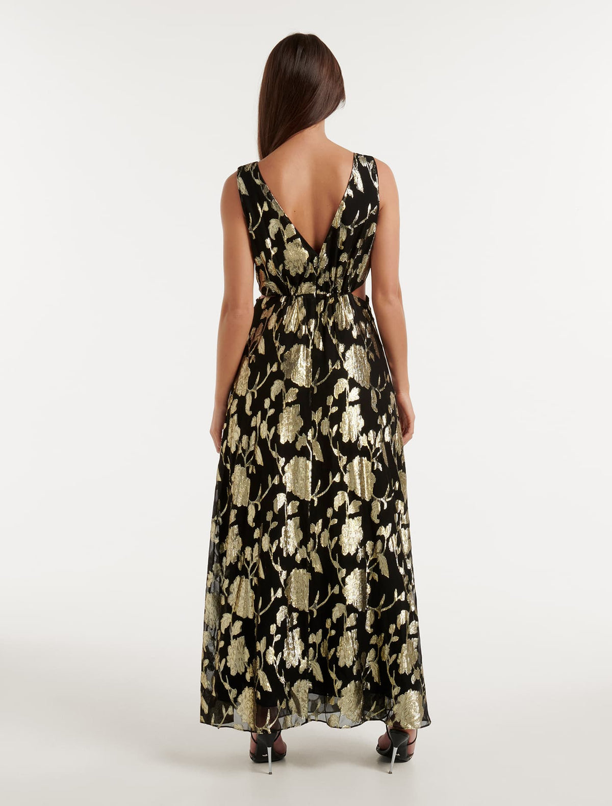Amber Twist Cut Out Gown Black & Gold