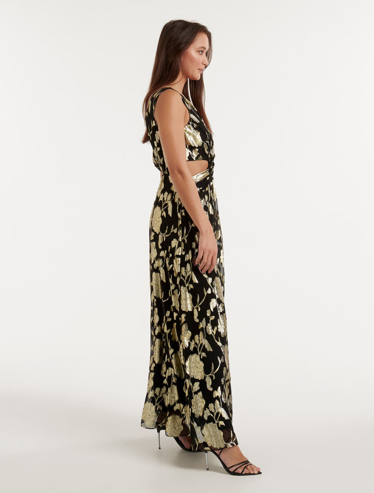 Amber Twist Cut Out Gown Black & Gold