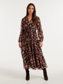 Pixie Long Sleeve Boho Maxi Dress Kingsford Floral