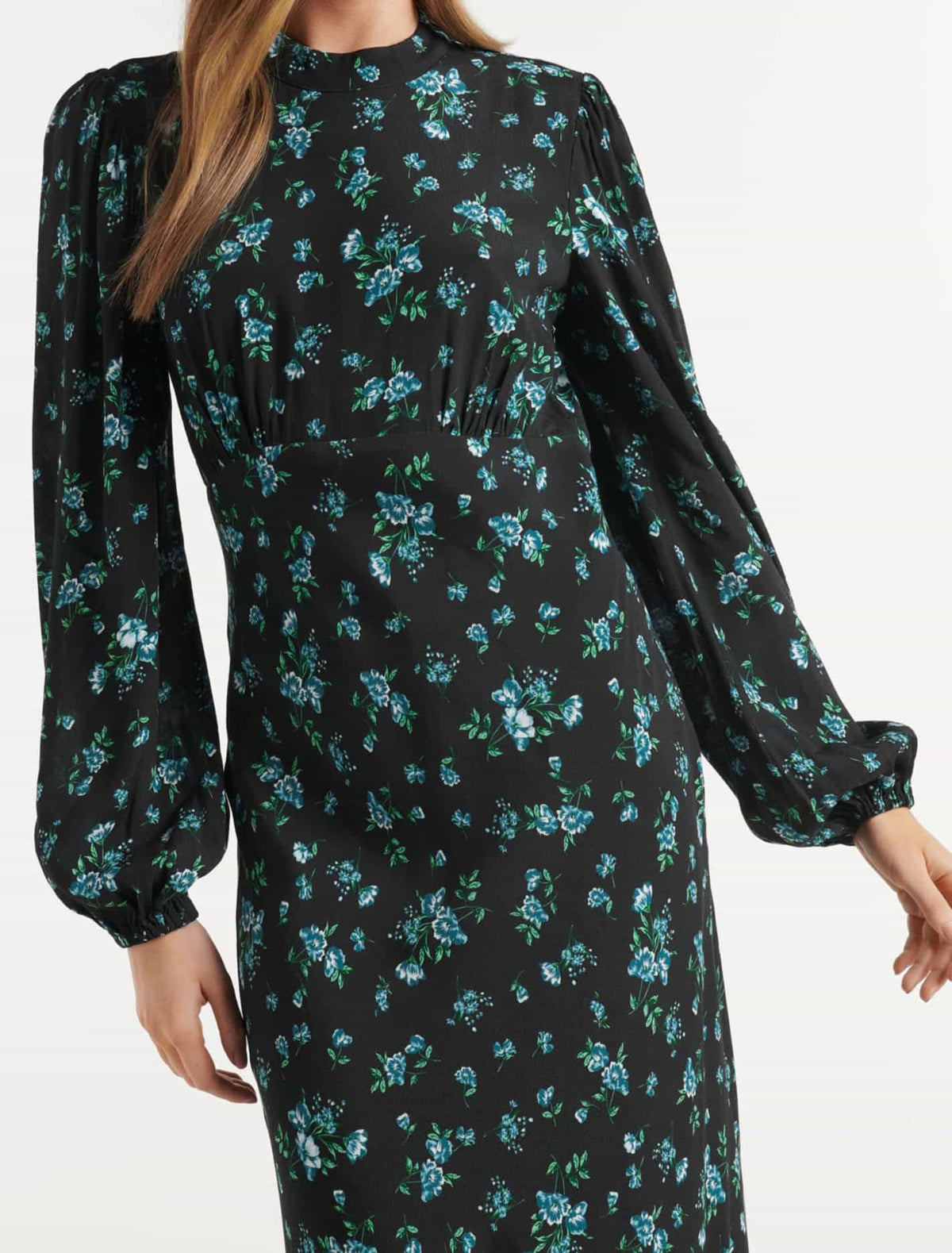 Angelina High Neck Midi Dress Ellacote Ditsy