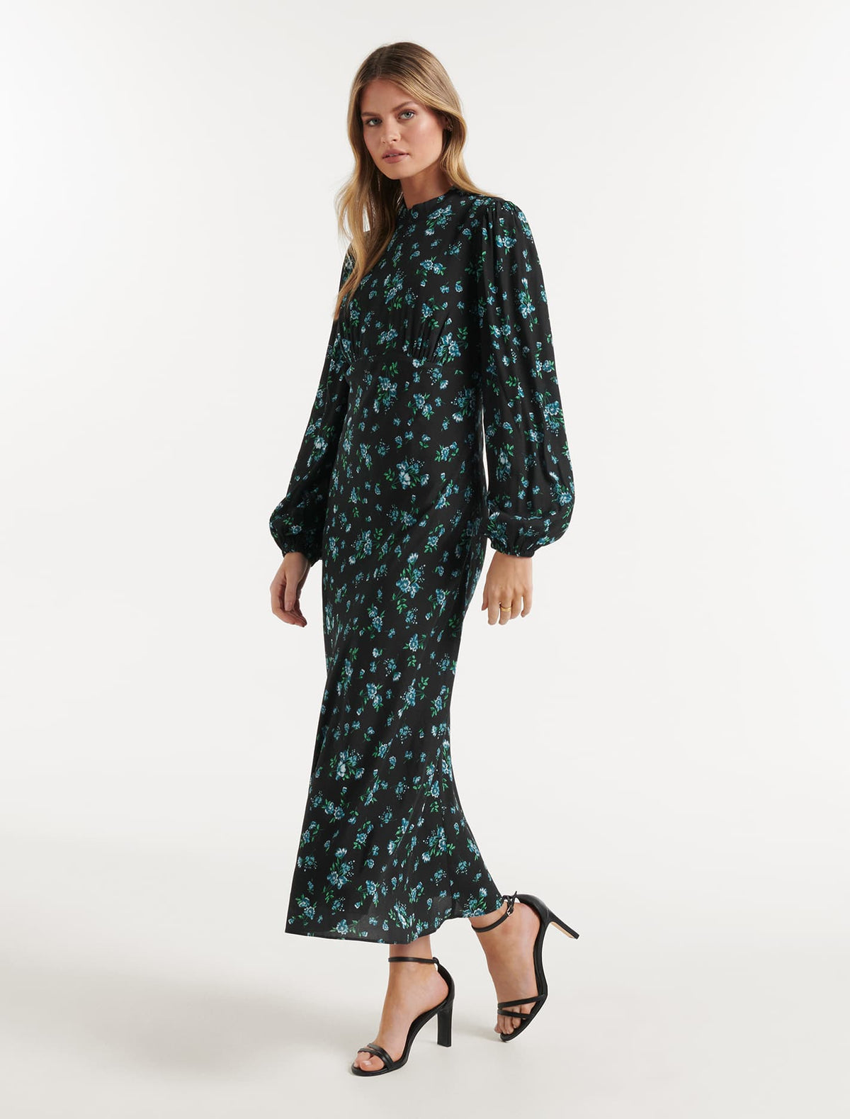 Angelina High Neck Midi Dress Ellacote Ditsy