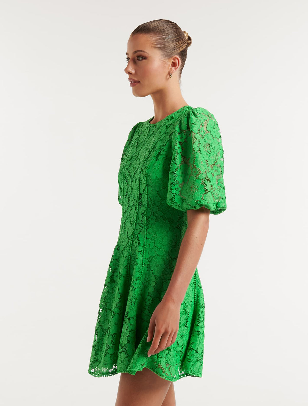 Milly Lace Trim Mini Dress Energetic Jade