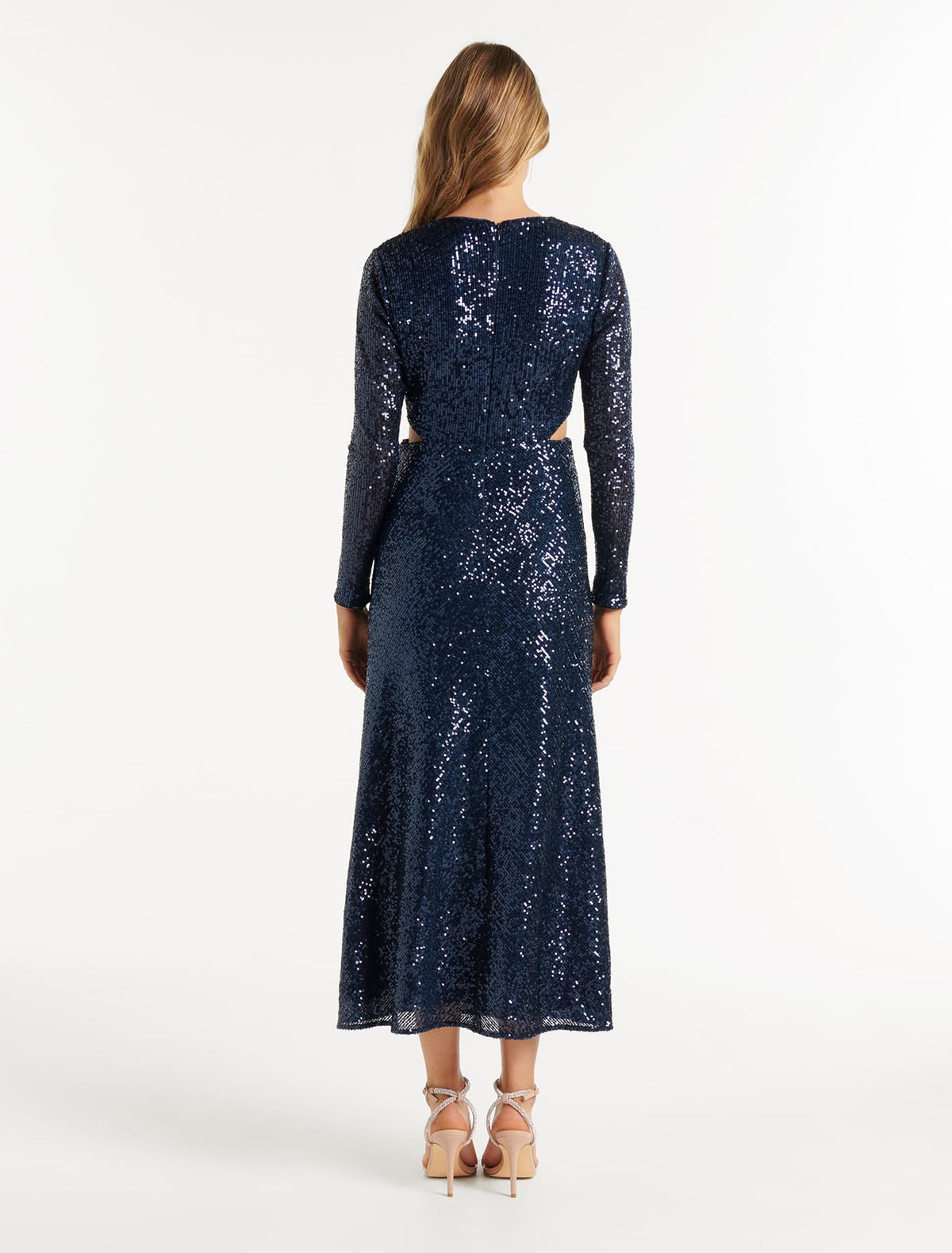 Rylie Sequin Cut Out Dress Navy