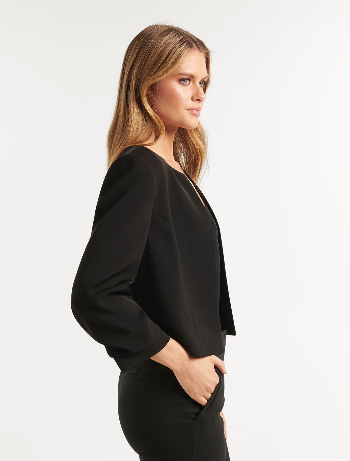 Tilly Collarless Blazer Black