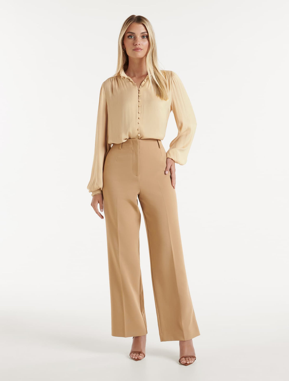Emmie Straight Leg Pant Camel Suit