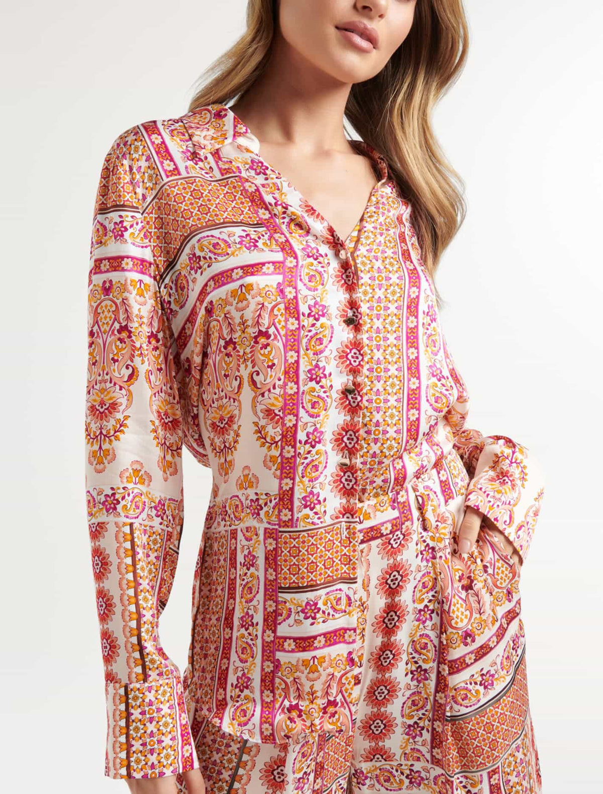 Tami Printed Satin Shirt Rio Paisley