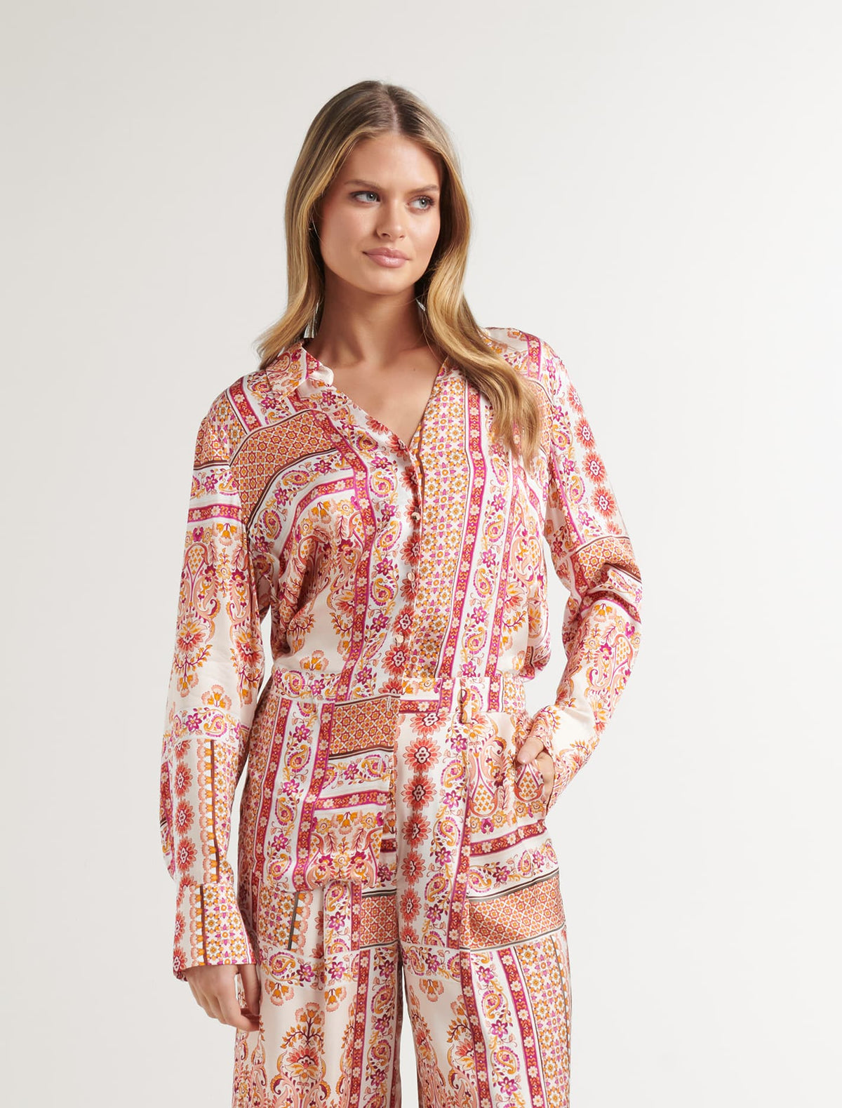 Tami Printed Satin Shirt Rio Paisley