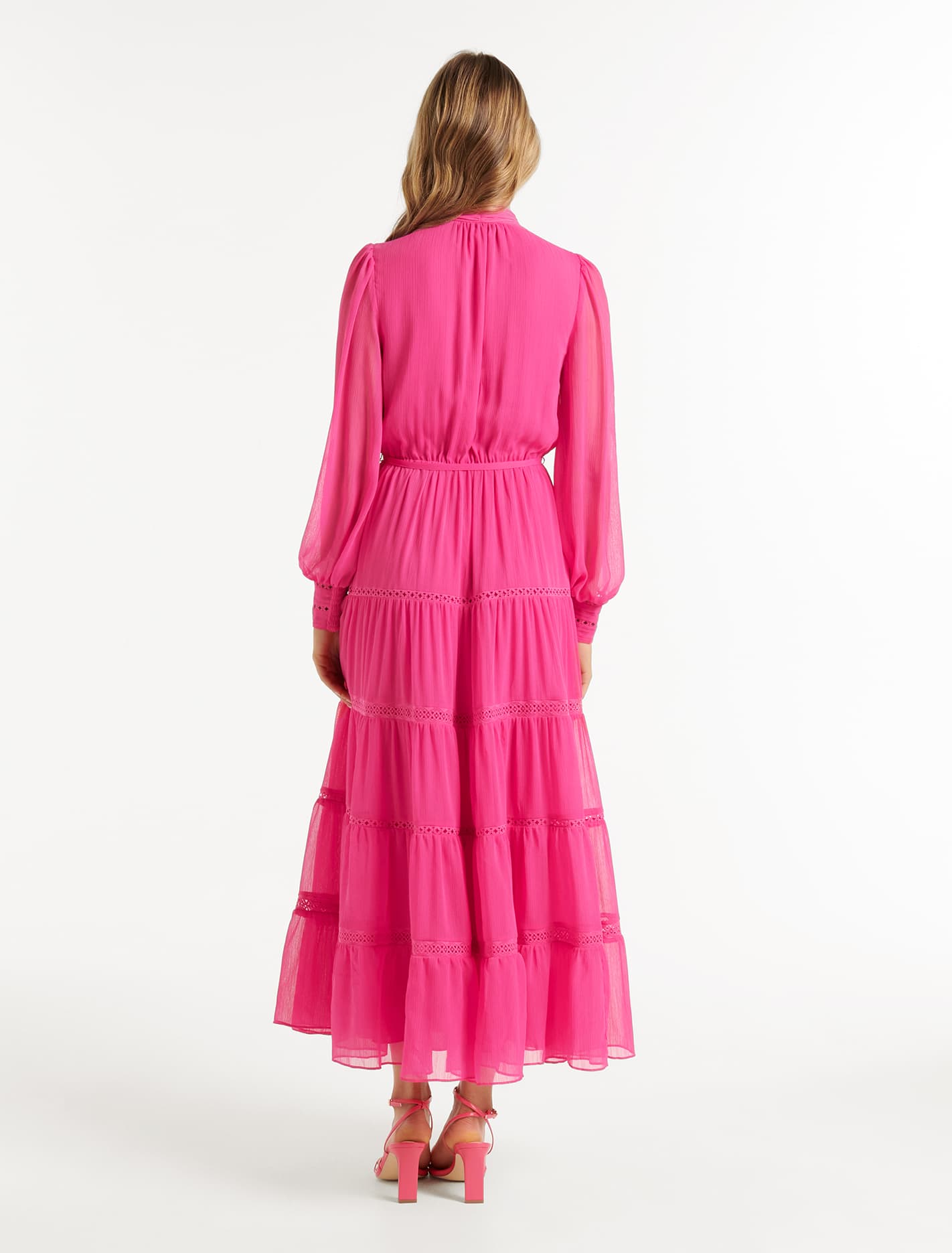 Juliette Trim Detail Midi Dress Hot Pink