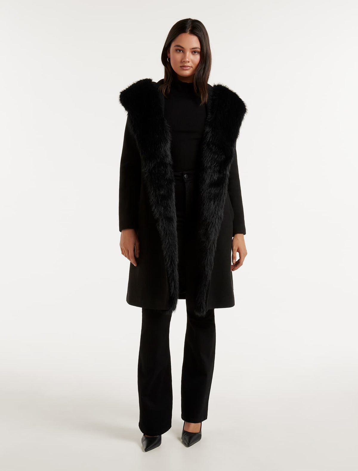 Tilda Faux Fur Coat Black