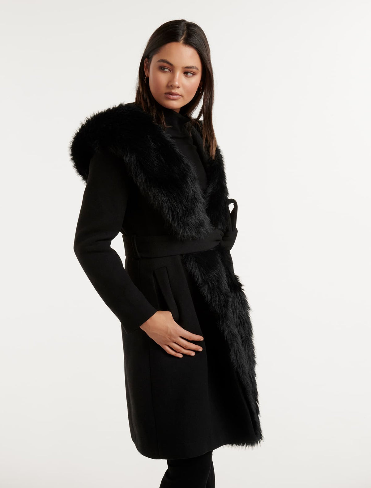 Tilda Faux Fur Coat Black
