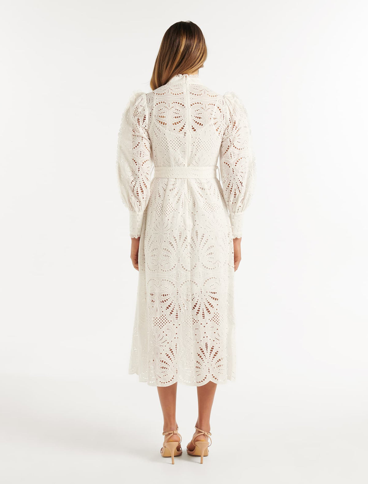 Fifi Lace Shirt Midi Dress Porcelain