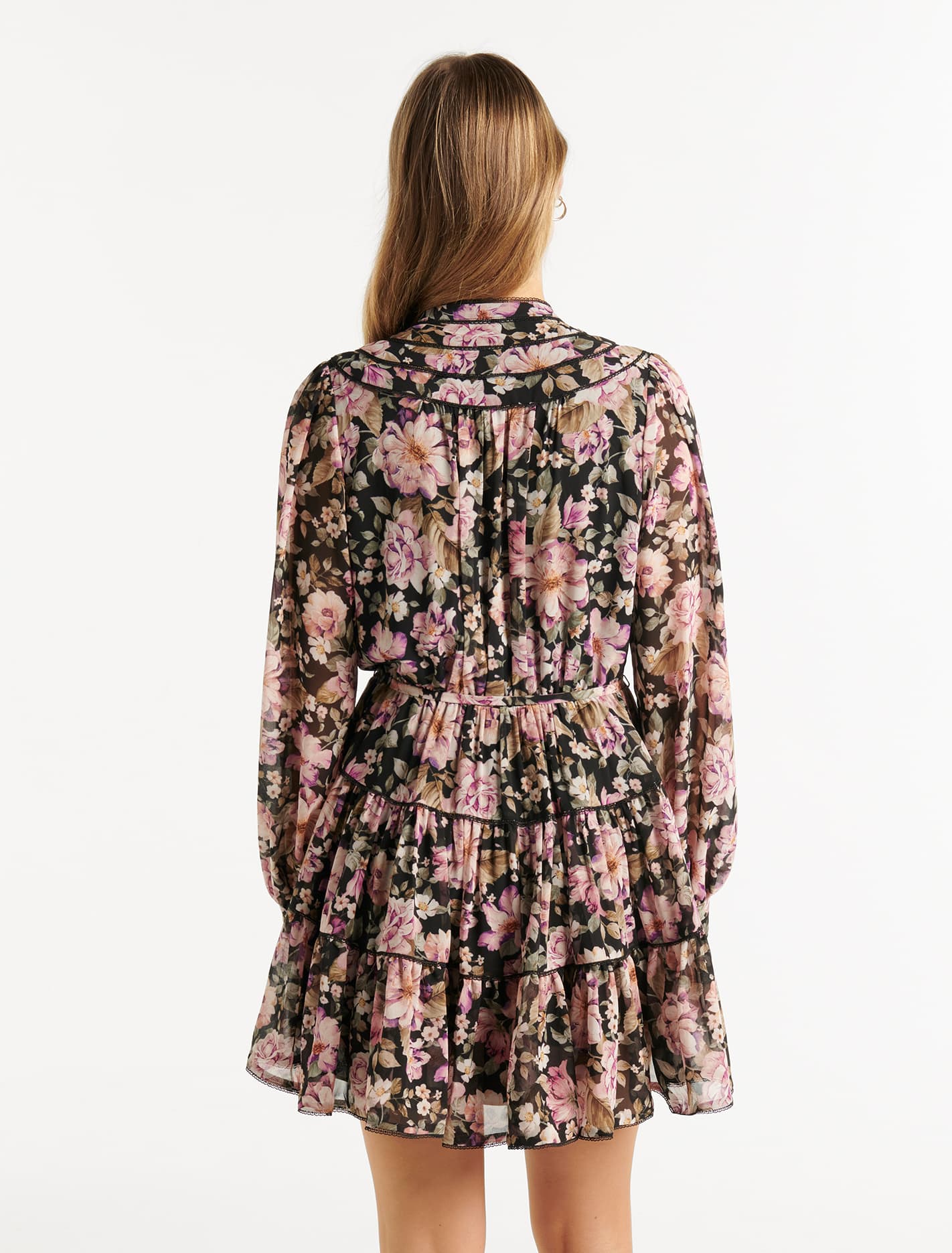 Jaqueline Frill Mini Dress Dark Haven Floral