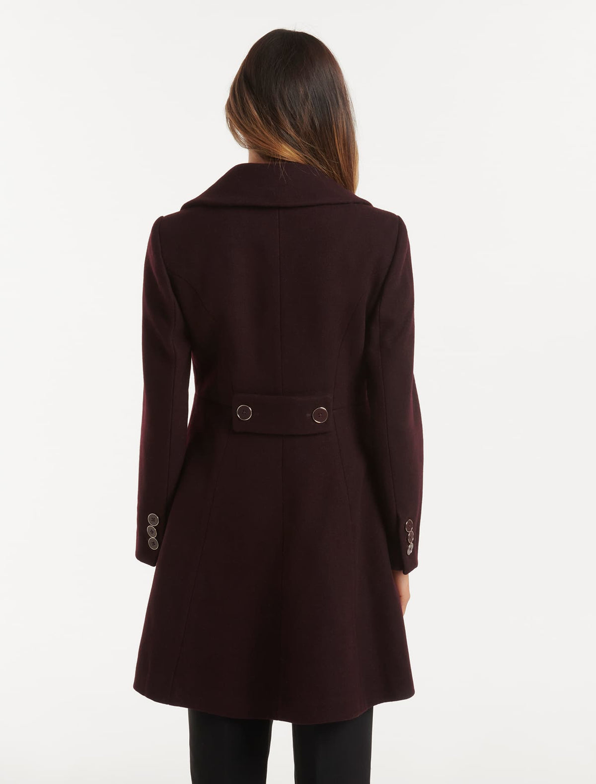 Esther Petite Fit and Flare Coat Spanish Wine