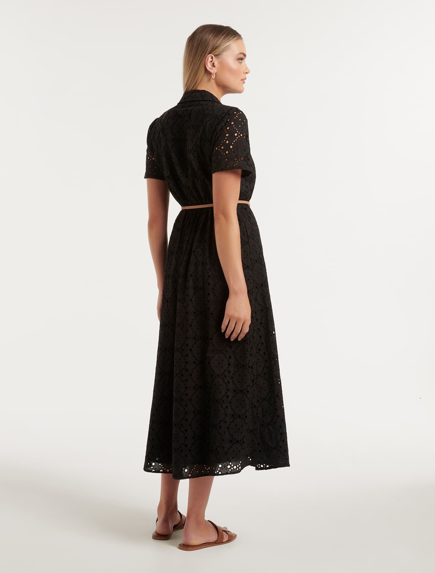 Sabrina Embroidered Shirt Dress Black