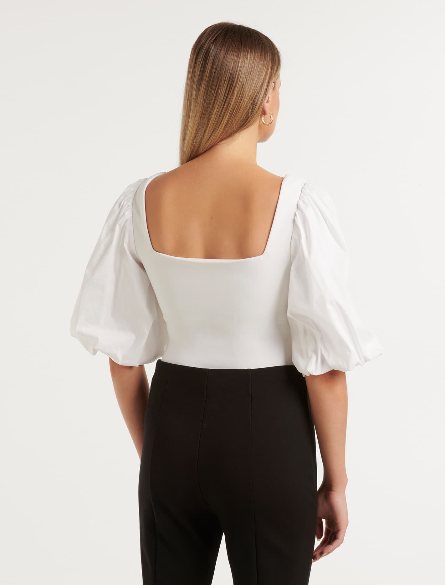 Lainey Crepe Balloon Sleeve Top Porcelain