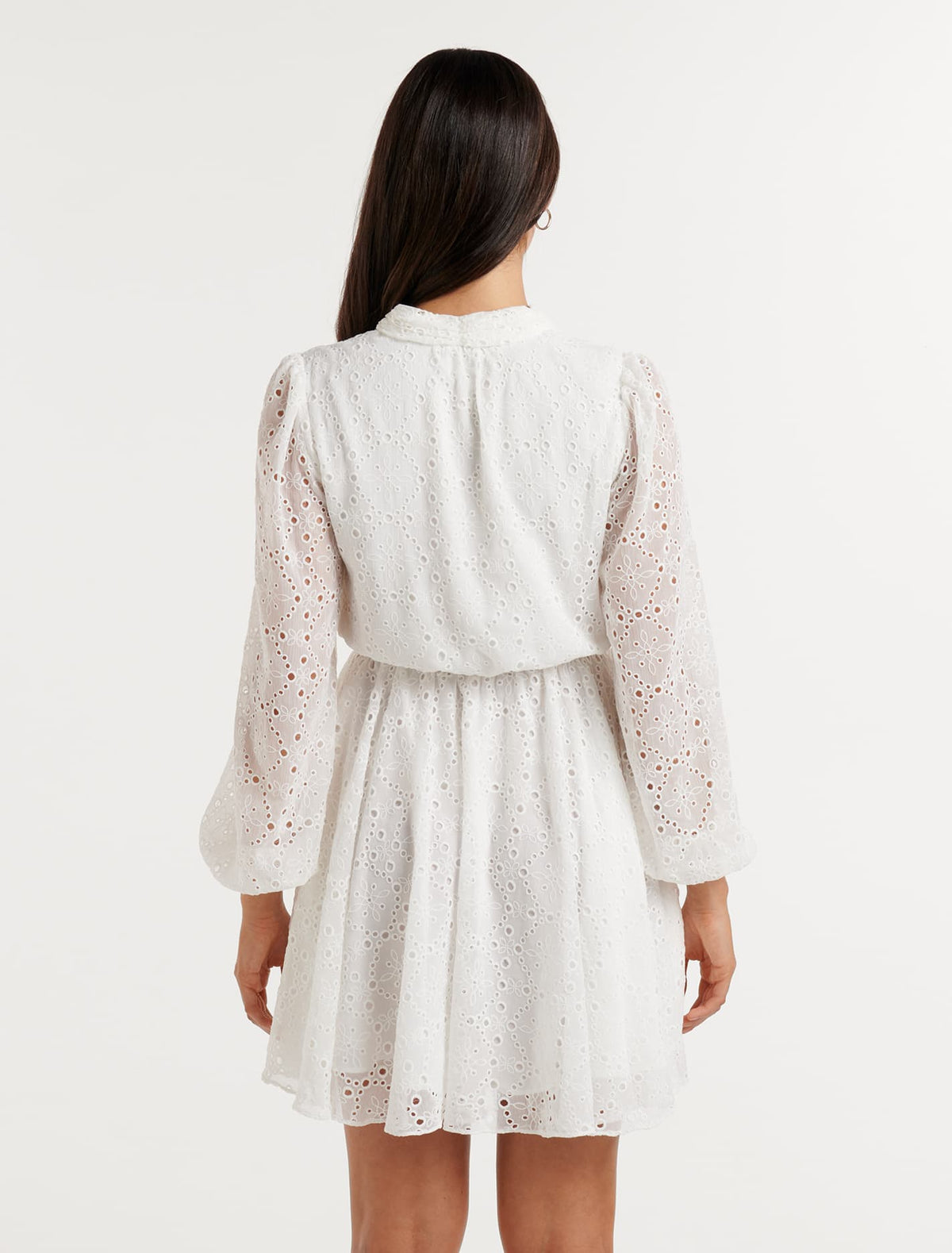 Thea Broderie Mini Dress Porcelain