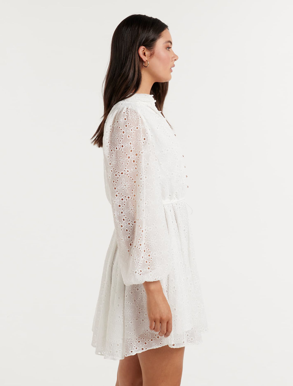 Thea Broderie Mini Dress Porcelain