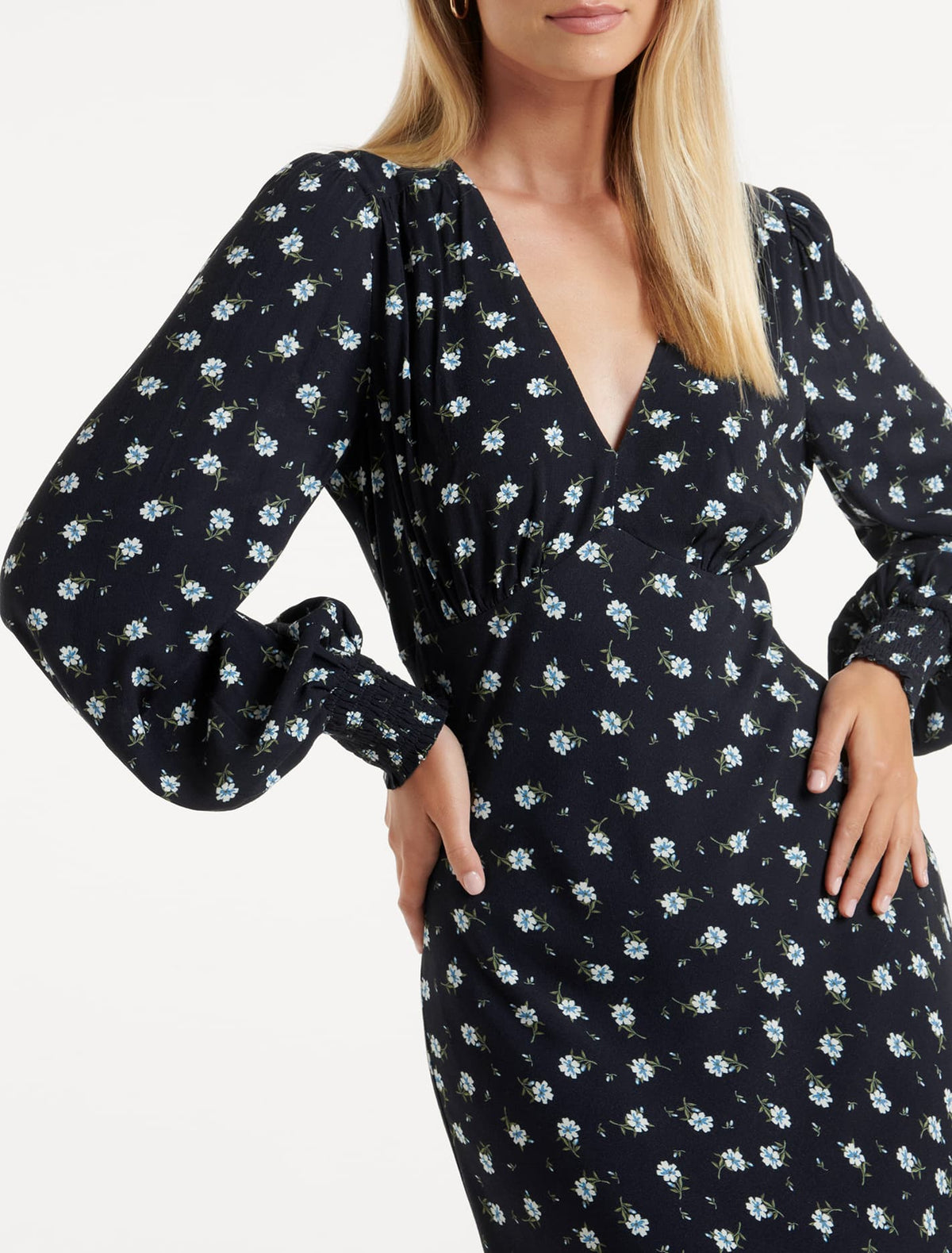 Farah Bias Cut Midi Dress Highfield Ditsy
