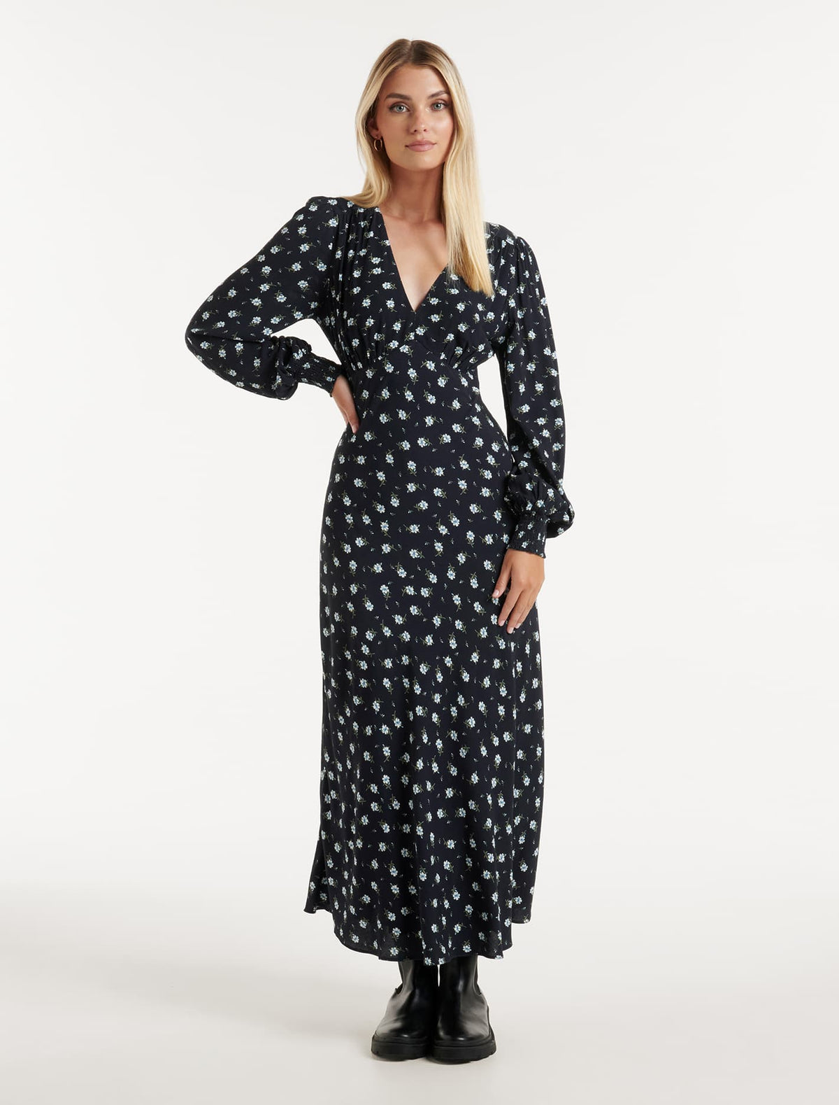 Farah Bias Cut Midi Dress Highfield Ditsy