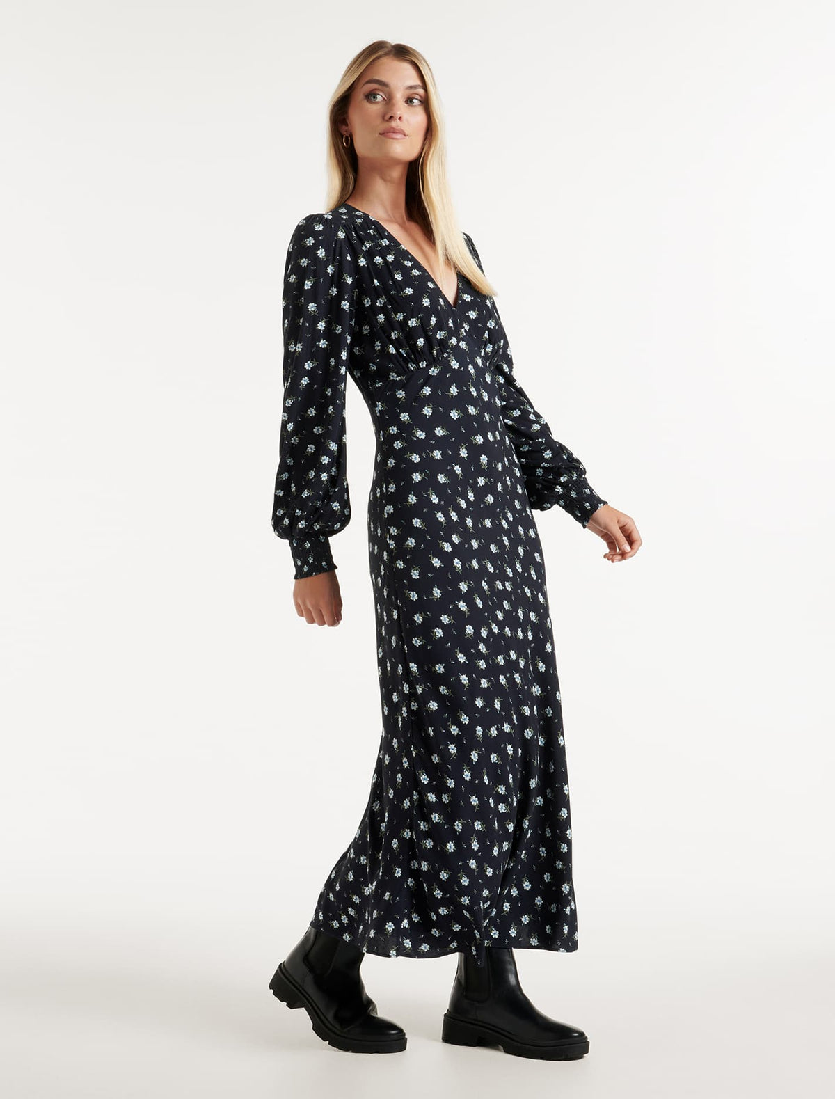 Farah Bias Cut Midi Dress Highfield Ditsy