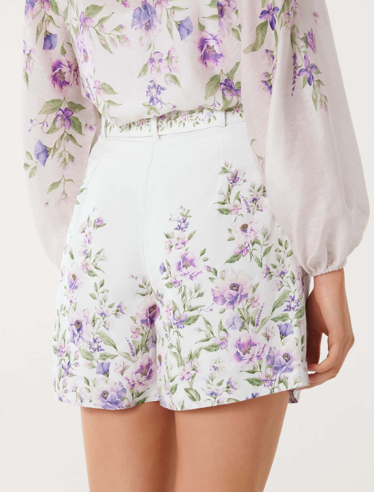 Kiara Belt Linen Blend Shorts Alma Floral