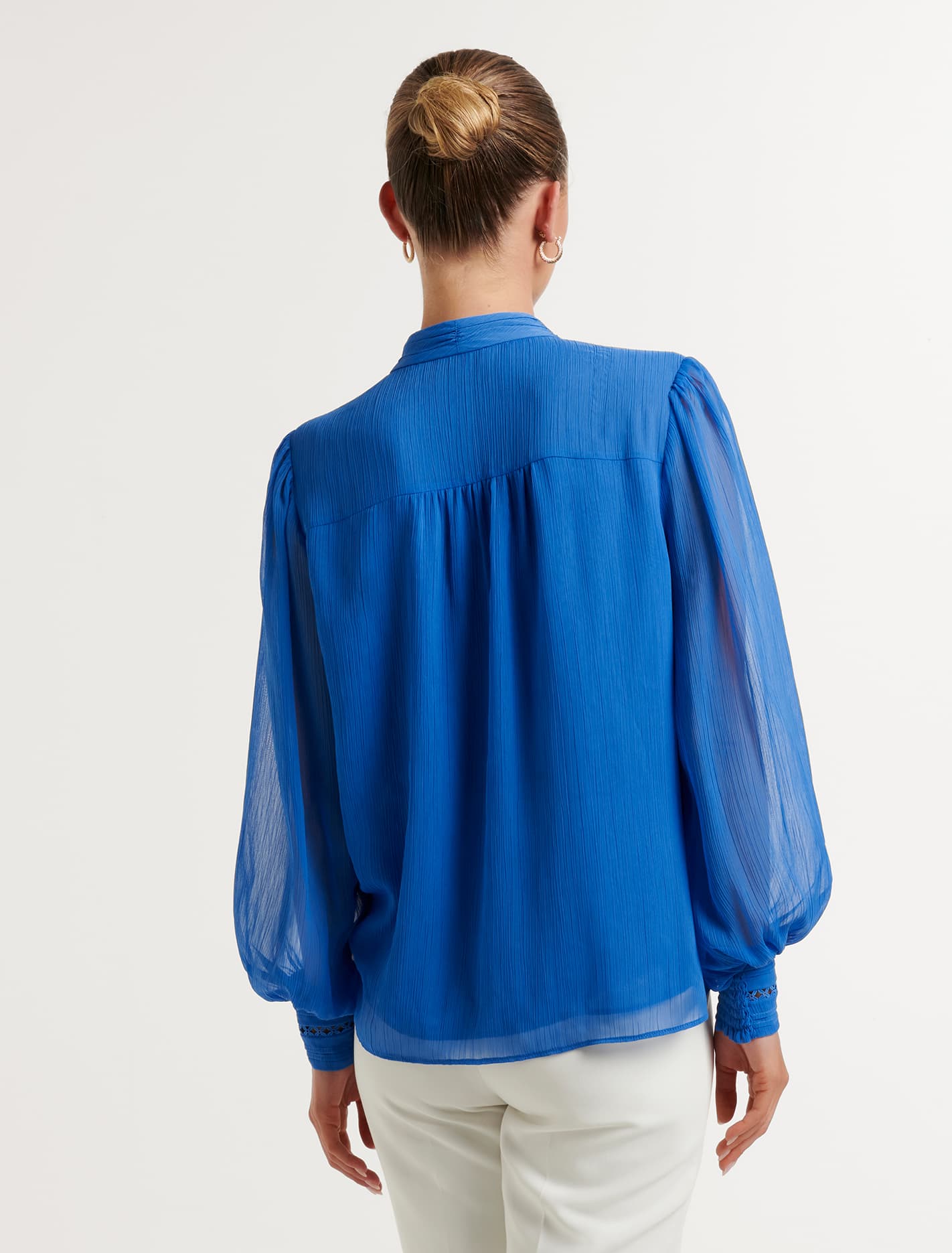 Fifi Trim Spliced Blouse Blue Atmosphere