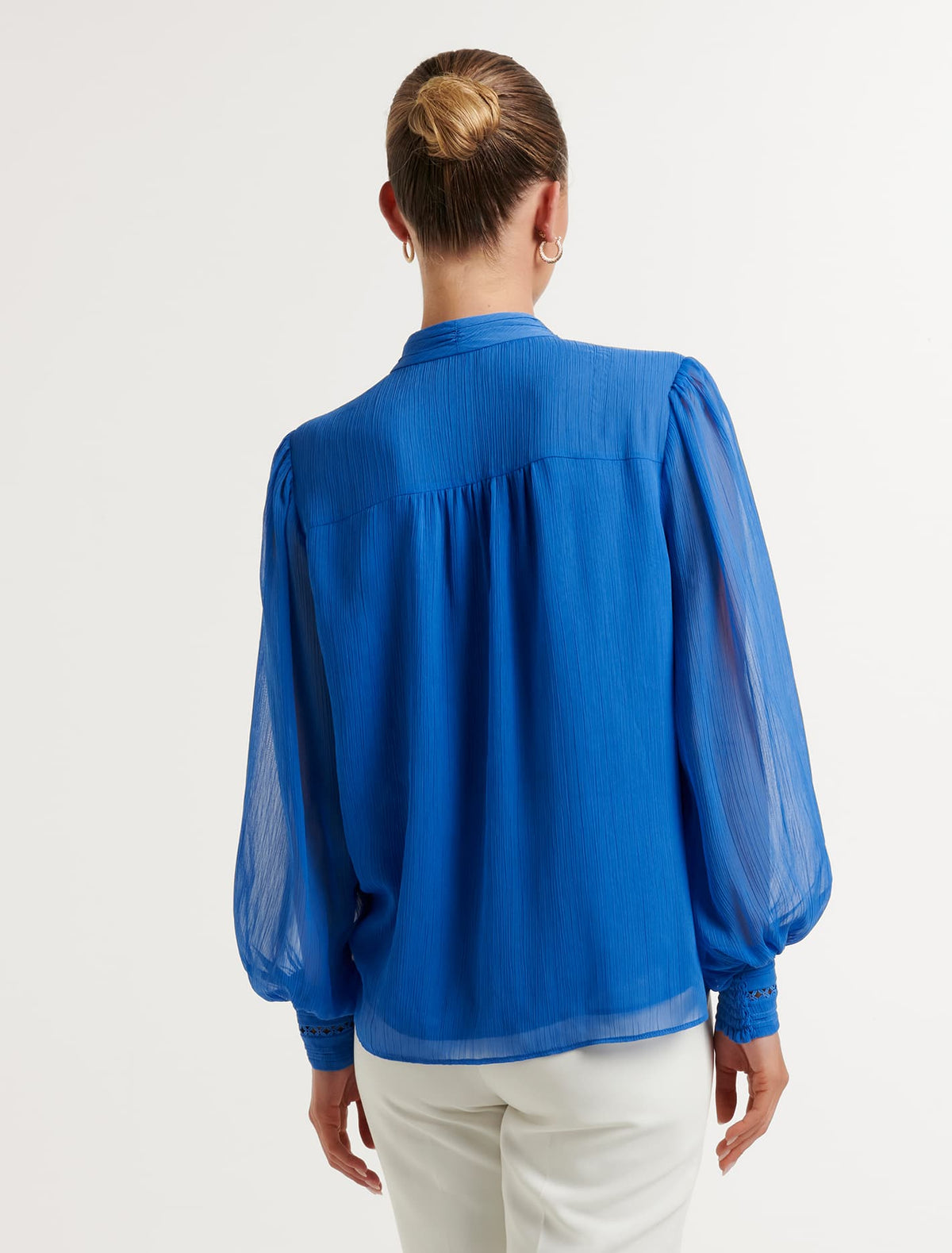 Fifi Trim Spliced Blouse Blue Atmosphere