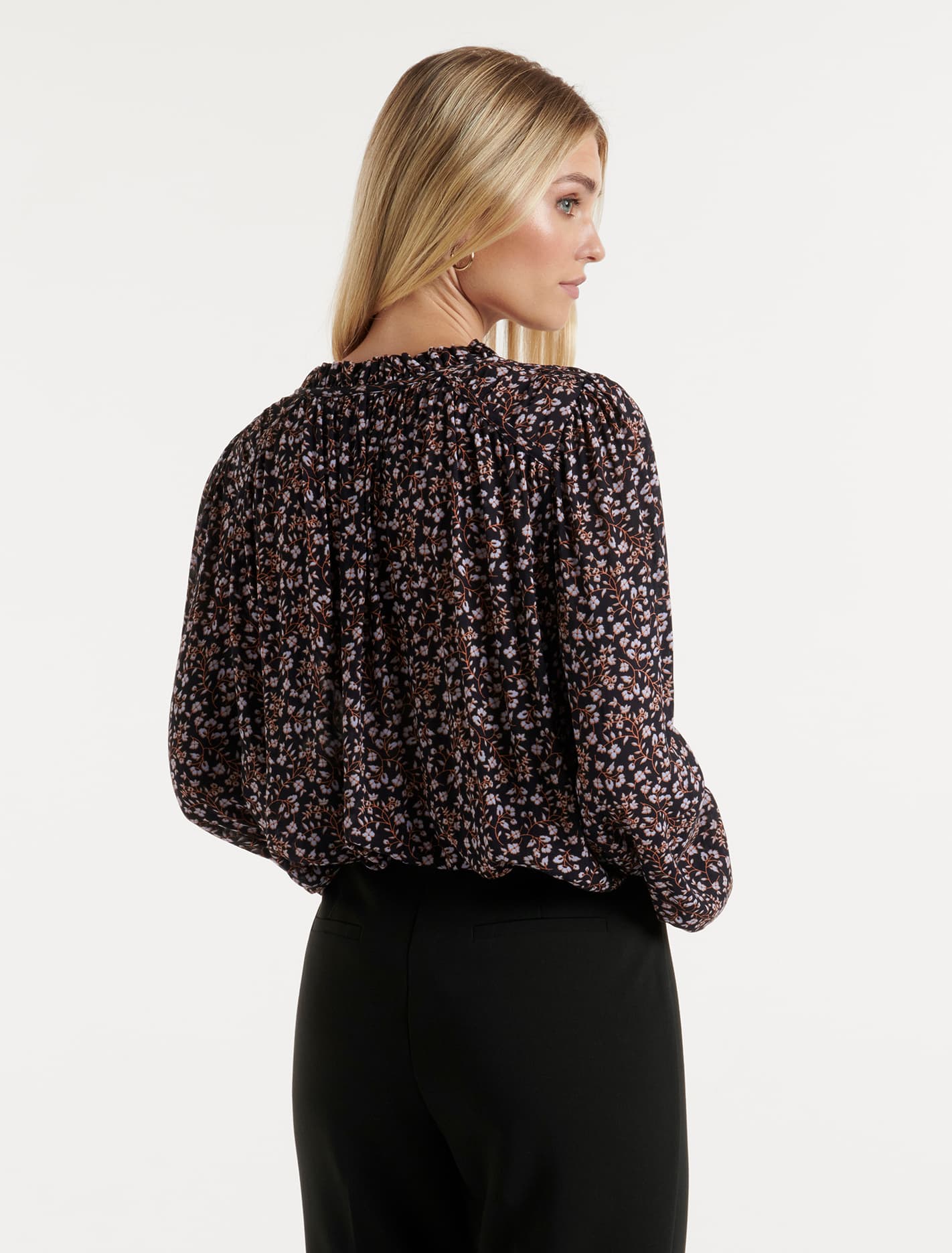 Erika Ruched Yoke Boho Blouse Mini Marlo Ditsy