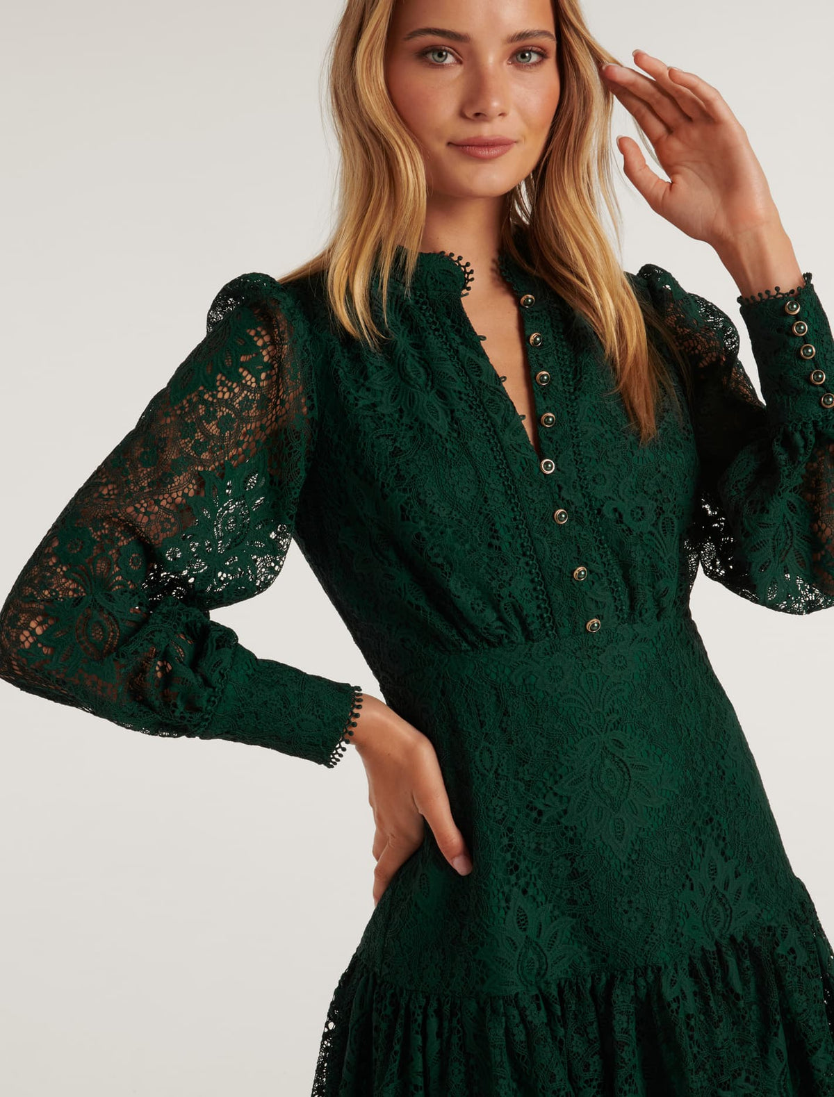 Eden Lace Mini Dress Green