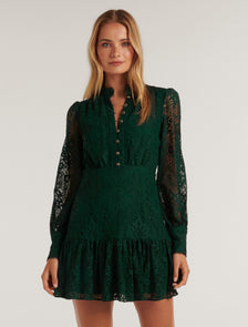 Eden Lace Mini Dress Green