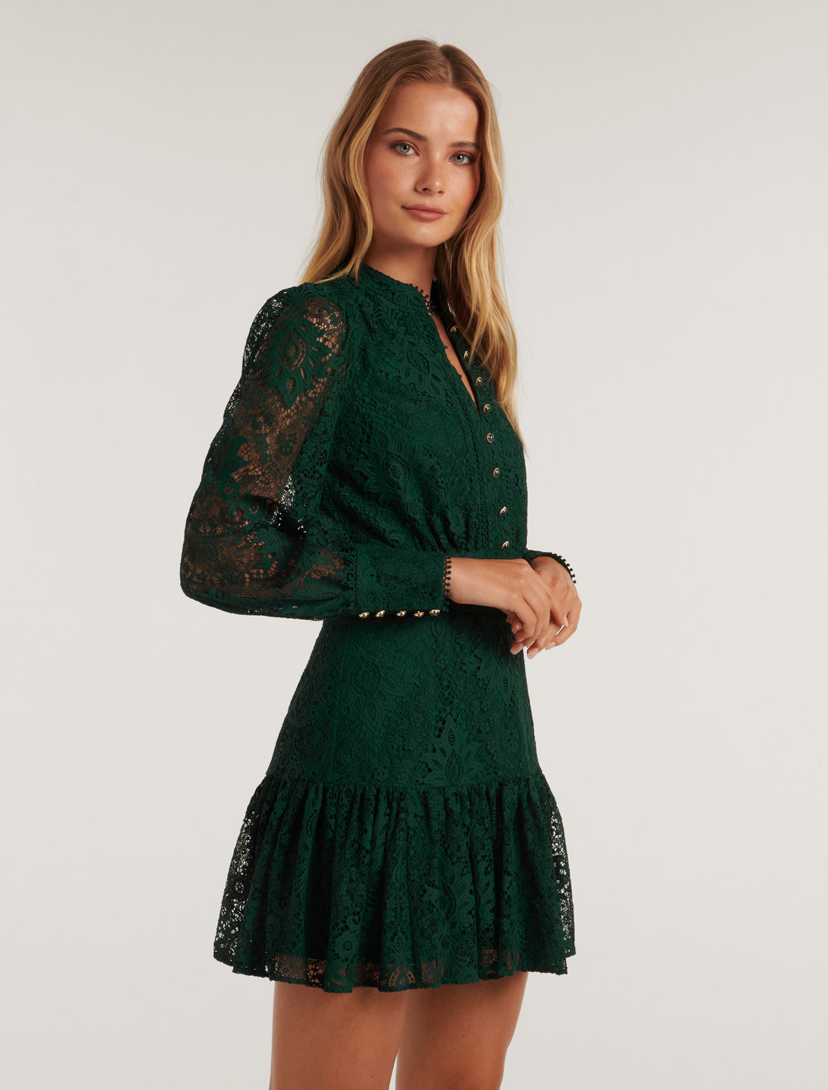 Eden Lace Mini Dress Green