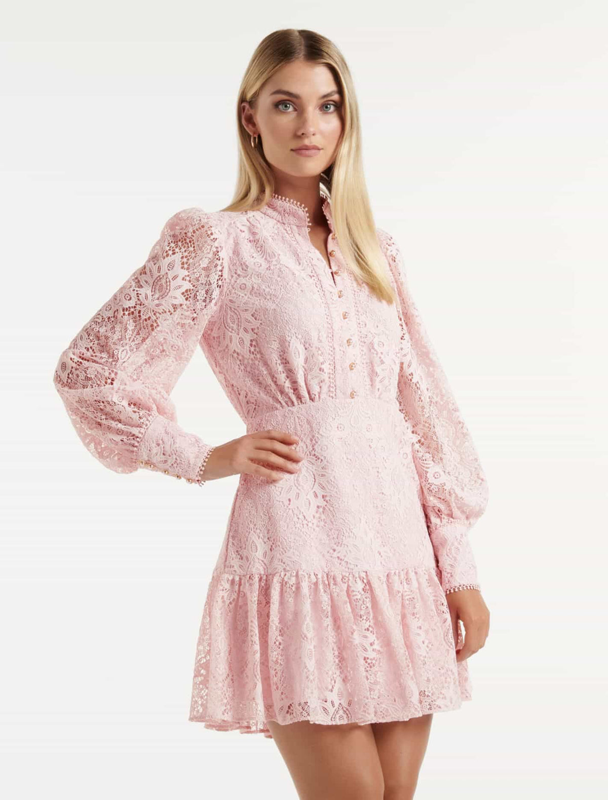 Eden Lace Mini Dress Blush