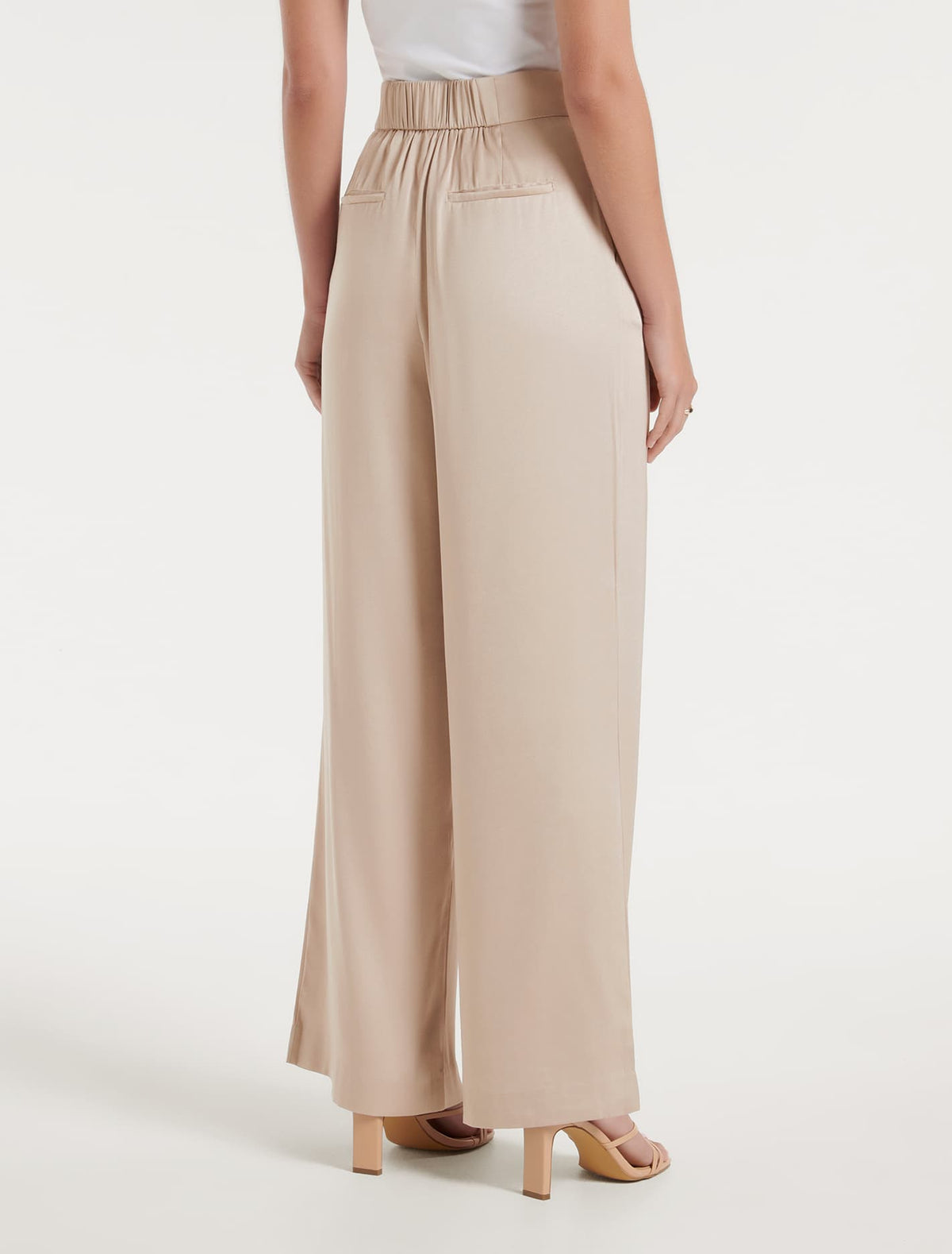 Alora Satin Wide Leg Pants Silver Cloud Suit