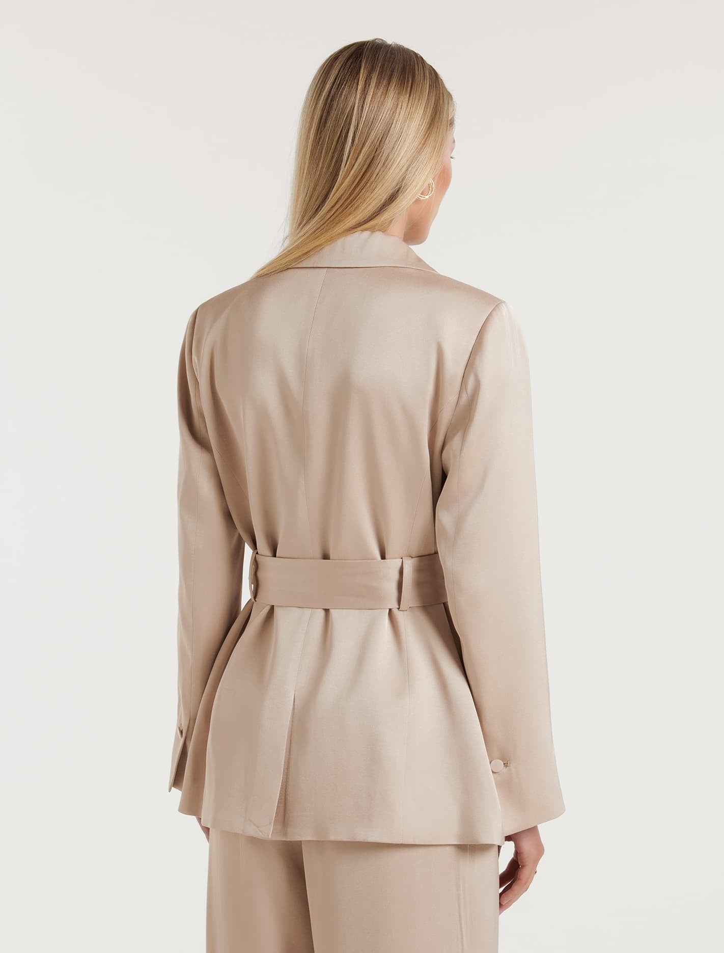 Alora Satin Tie Co-ord Blazer Silver Cloud Suit