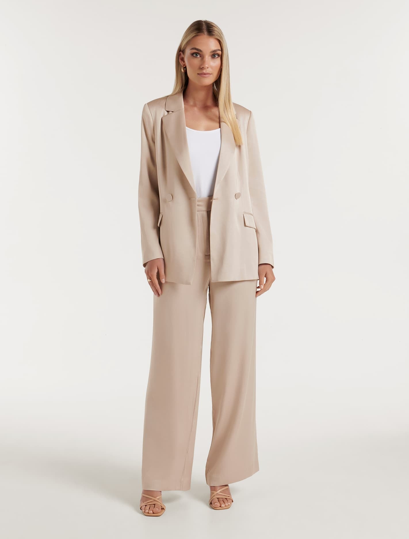 Alora Satin Tie Co-ord Blazer Silver Cloud Suit