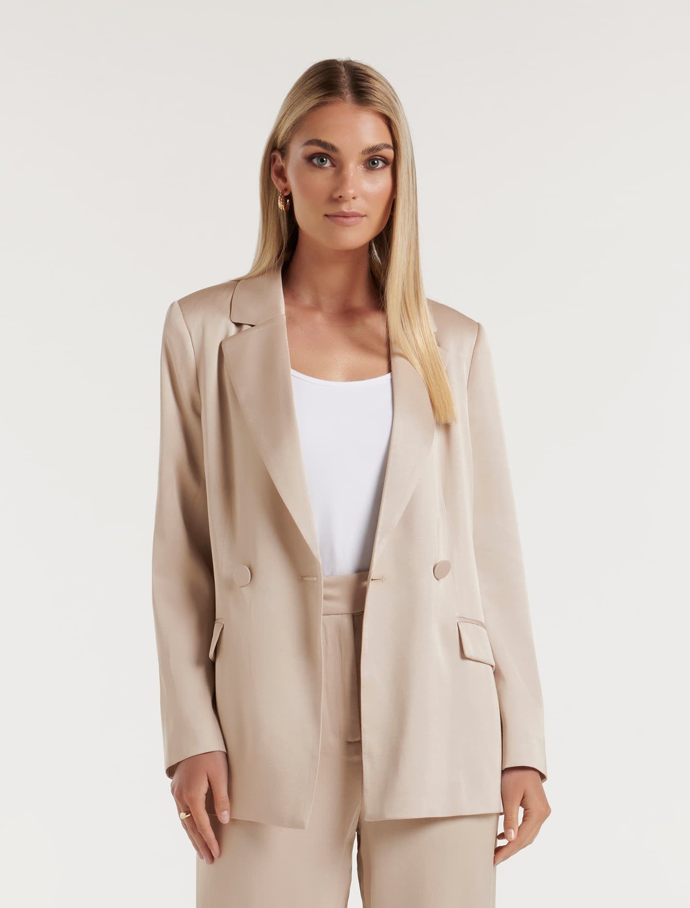 Alora Satin Tie Co-ord Blazer Silver Cloud Suit