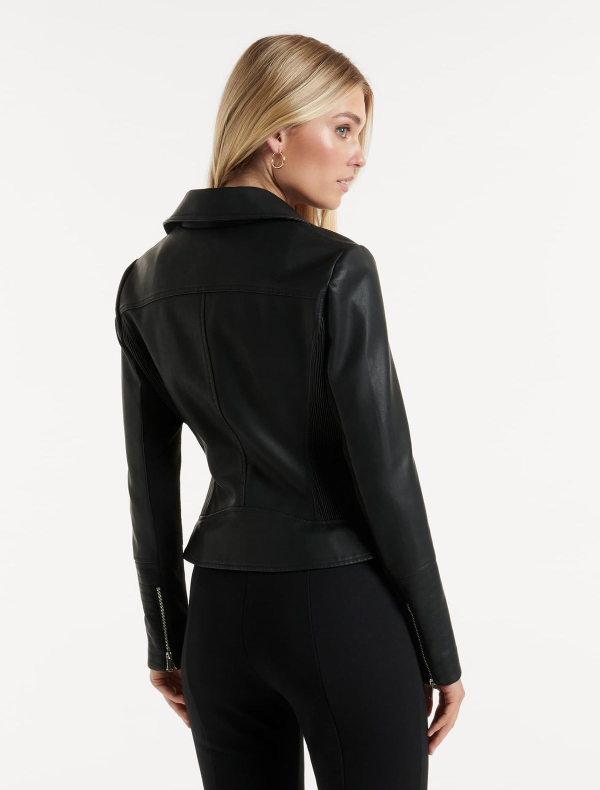 Heidi Faux Leather Biker Jacket Black