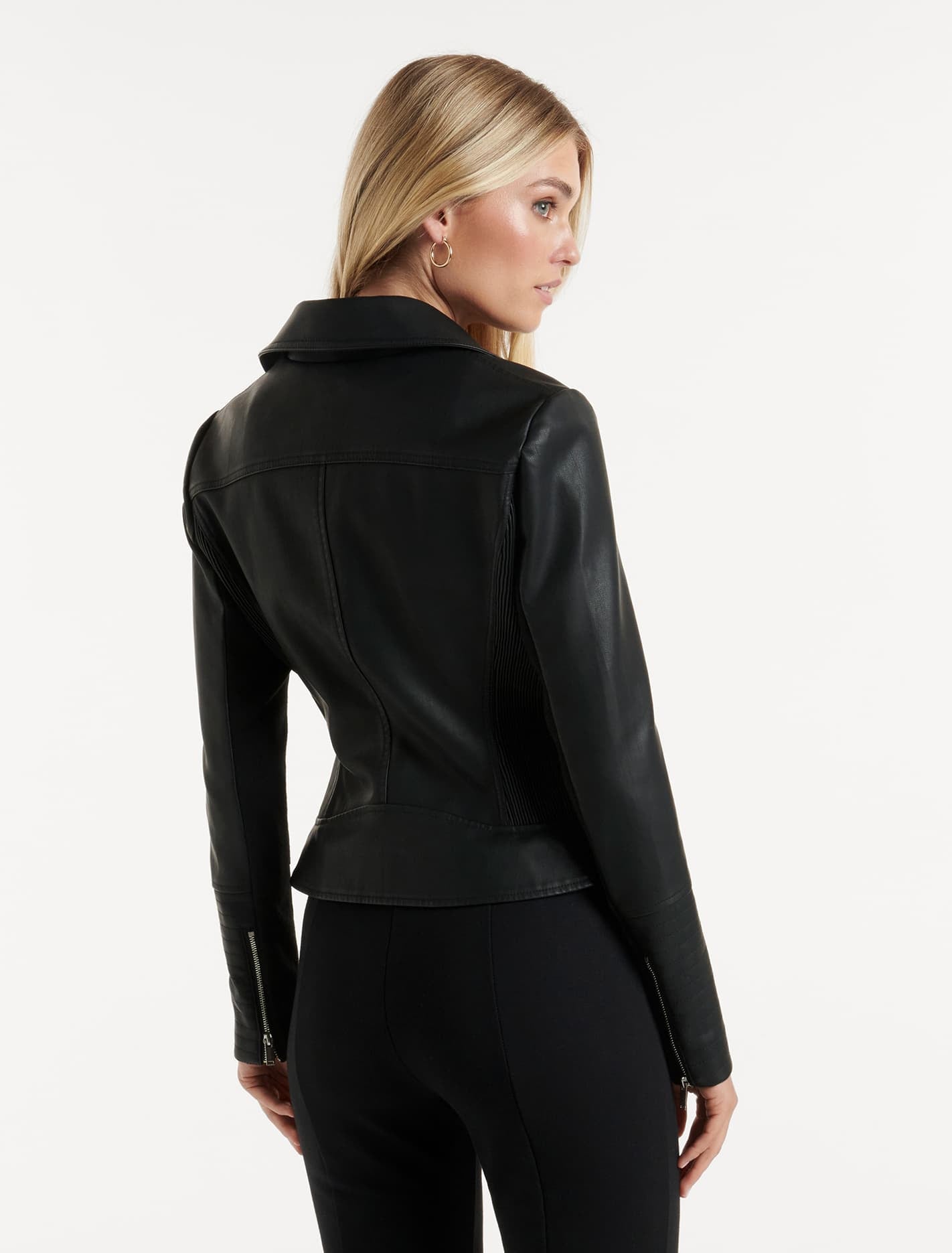 Heidi Faux Leather Biker Jacket Black