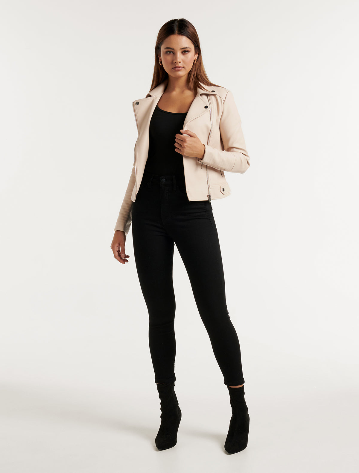 Heidi PU Biker Smoked Almond