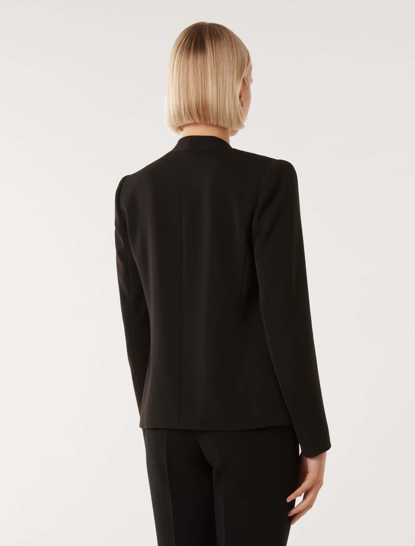 Pam Collarless Fitted Blazer Black