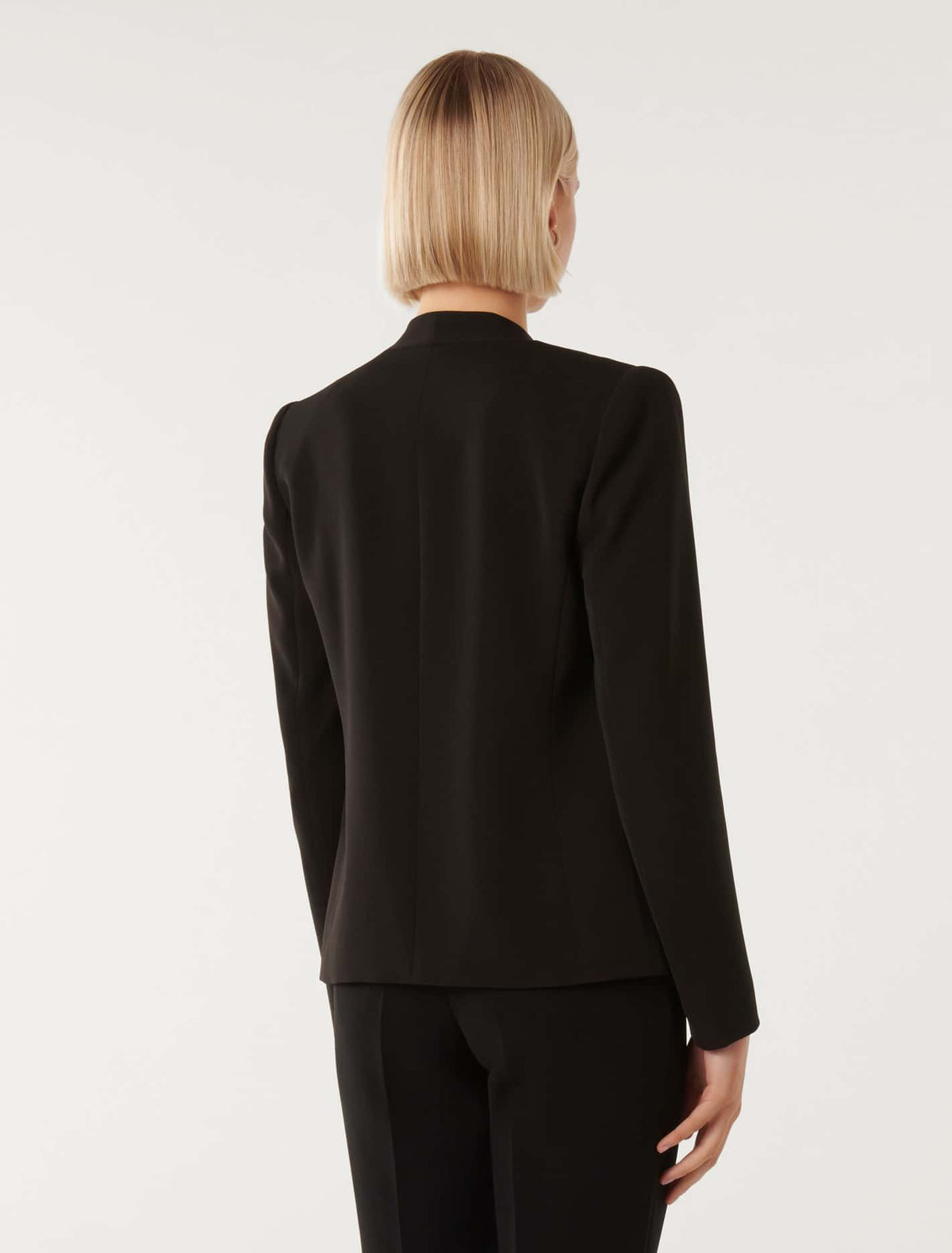 Pam Collarless Fitted Blazer Black