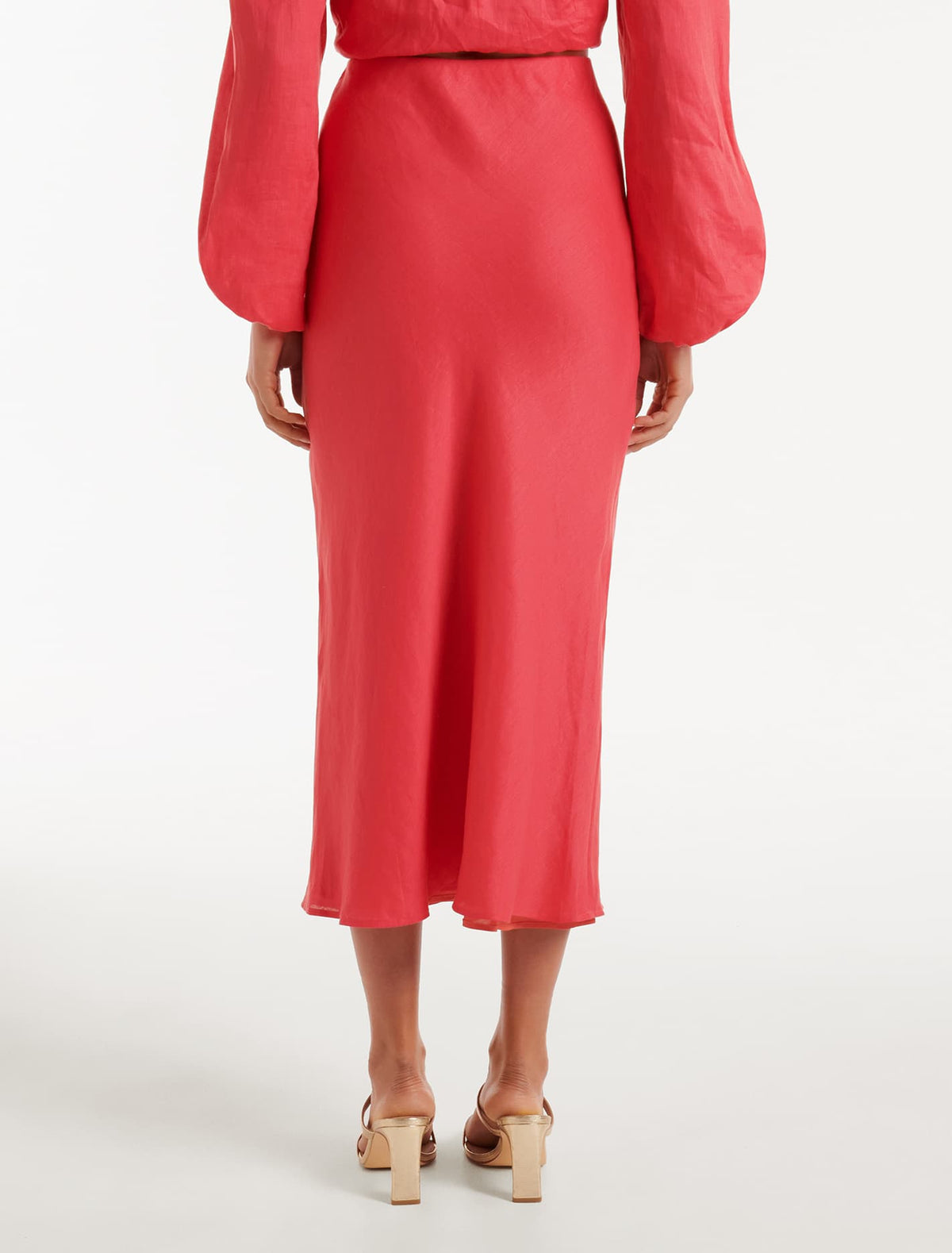 Molly Linen Bias Midi Skirt Hot Raspberry Co-Ord