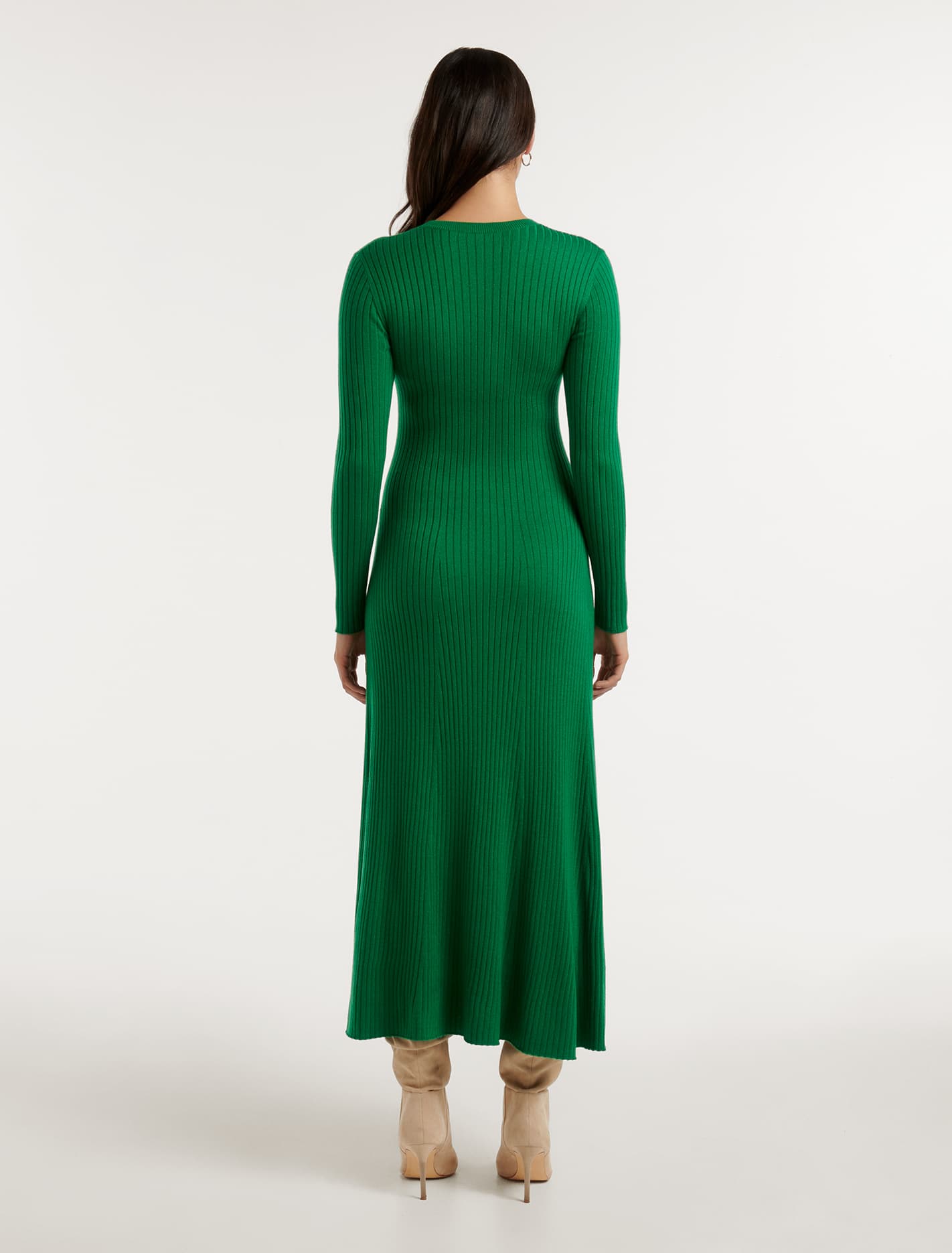 Harper Fit and Flare Knit Dress Green