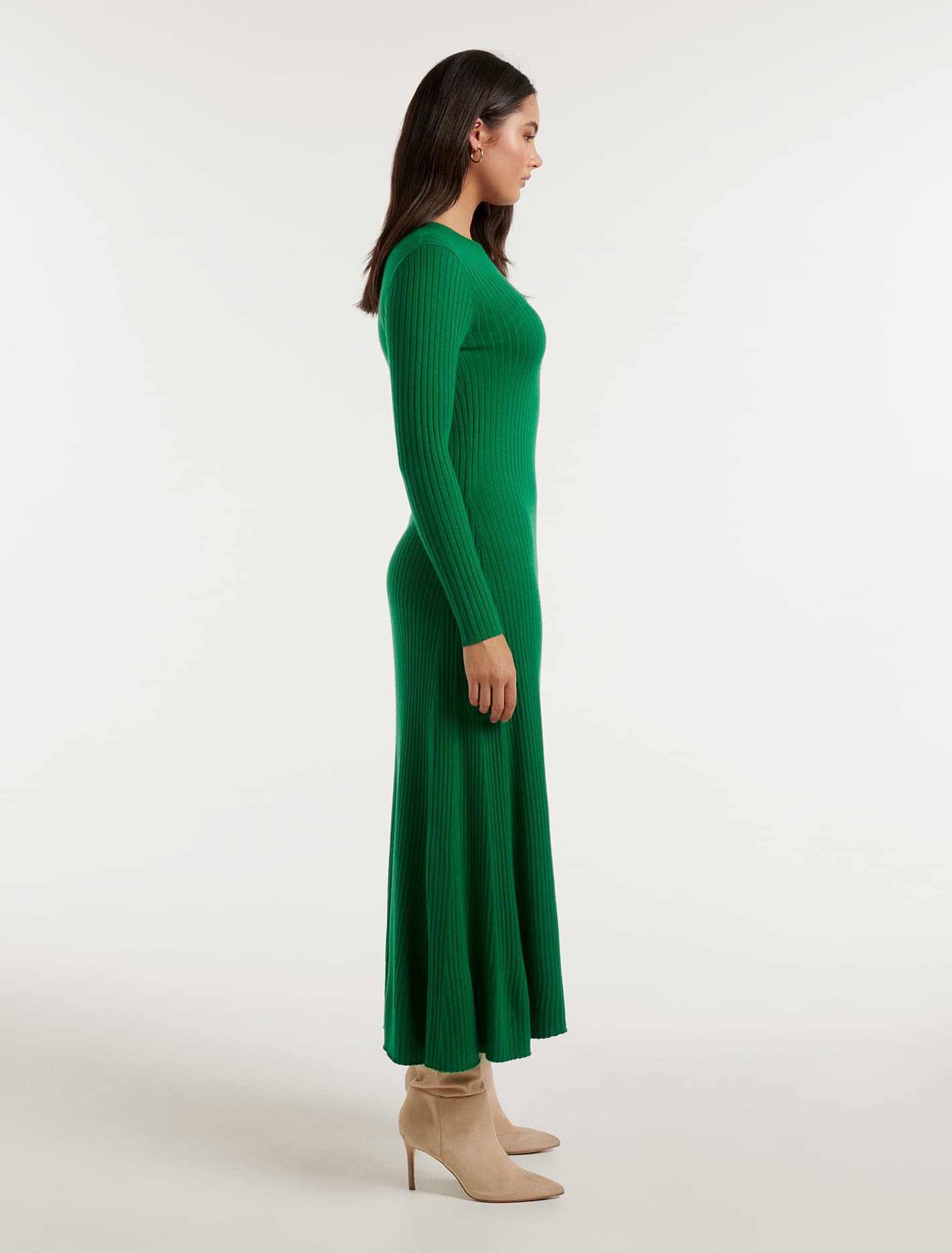 Harper Fit and Flare Knit Dress Green
