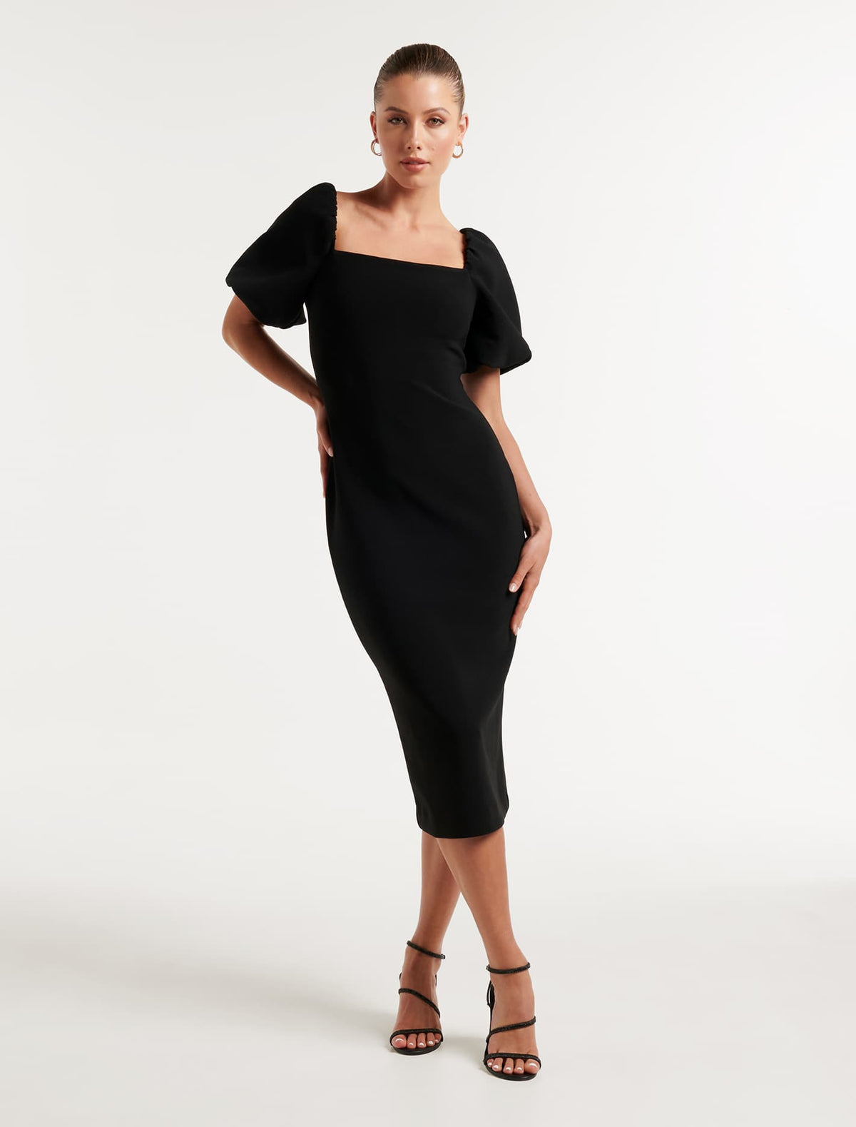 Callie Puff Sleeve Bodycon Black