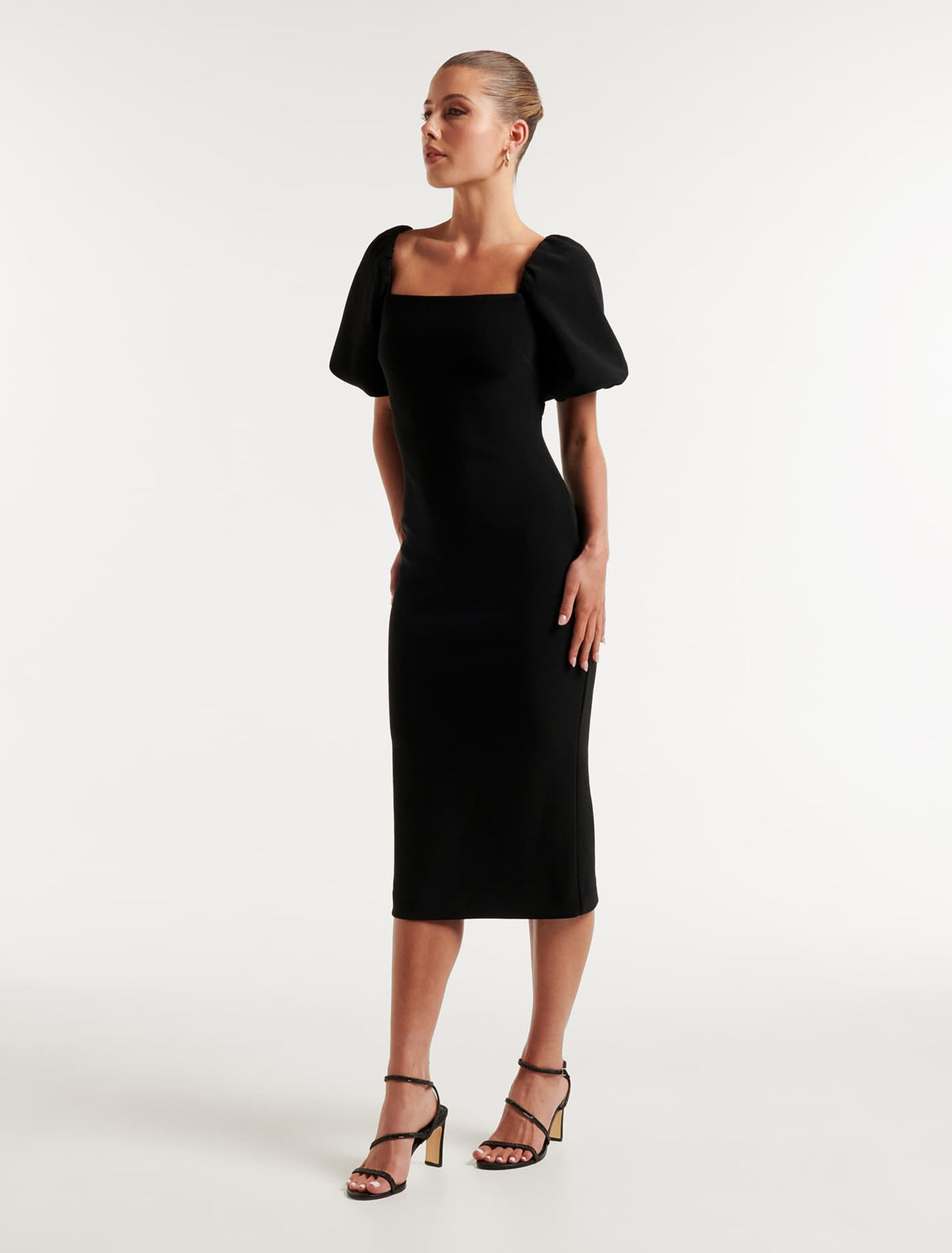 Callie Puff Sleeve Bodycon Black